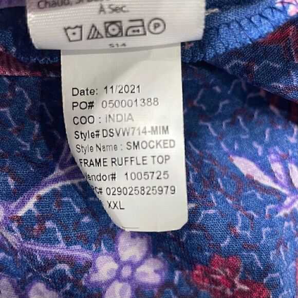 Sofia Vergara Top Womens XXL Blue Pink Floral Sleeveless Ruffle Blouse - Picture 9 of 12